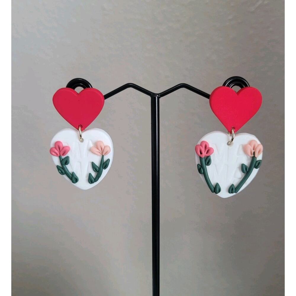 Handmade Mexican Terra Cotta Barro Inspired Dangle Post Earrings Light Weight